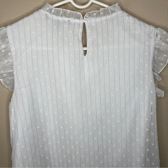 LARGE WHITE FRILLY BLOUSE RUFFLE ACCENT ACADEMIA A LOVE STORY - Picture 5 of 9